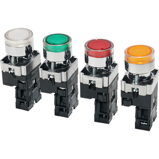 德力西带灯金属按钮开关LAY5sBW33B1绿红黄白色LED常开照明开关