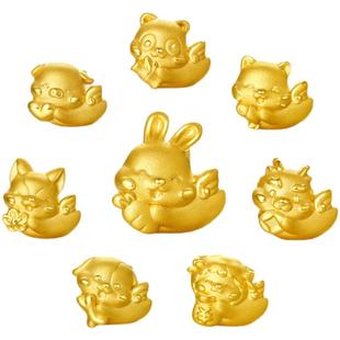 周六福黄金转运珠3d硬金手链足金定价宠物生肖龙红手绳送新年礼物