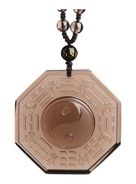 天然冰种黑曜石八卦吊坠男士挂件