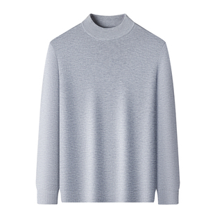 【绵羊毛+桑蚕丝】半高领毛衣男精纺秋冬新款内搭男士针织打底衫