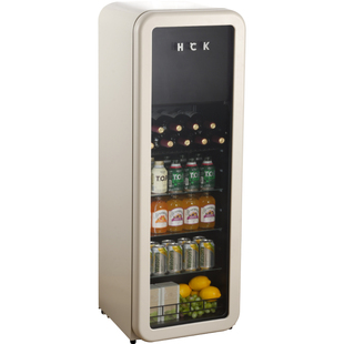 HCK哈士奇冰吧136L纤纤吧冷冻冷藏柜透明冰箱家用复古实用高颜值