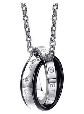 韩版圆环欧美钛钢项坠刻字锁骨链