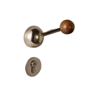 中古风复古门锁极简设计静音磁吸室内黑胡桃木门把手实木圆形把手