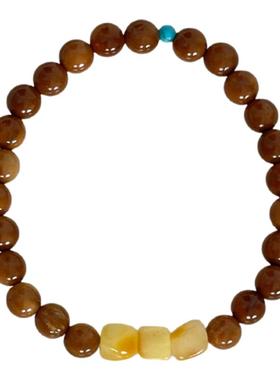 大米饰品】新中式库克圆珠蜜蜡手串好运叠戴百搭串珠复古手链百搭