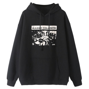 黑色卫衣女2025新款美式复工慵懒风oversize连帽bm卫衣外套女春秋