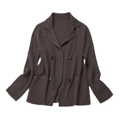 重磅针织抽条羊绒西装外套