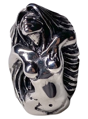 Syou女体钛钢个性欧美男士戒指时尚朋克复古女神嘻哈街头小众潮流