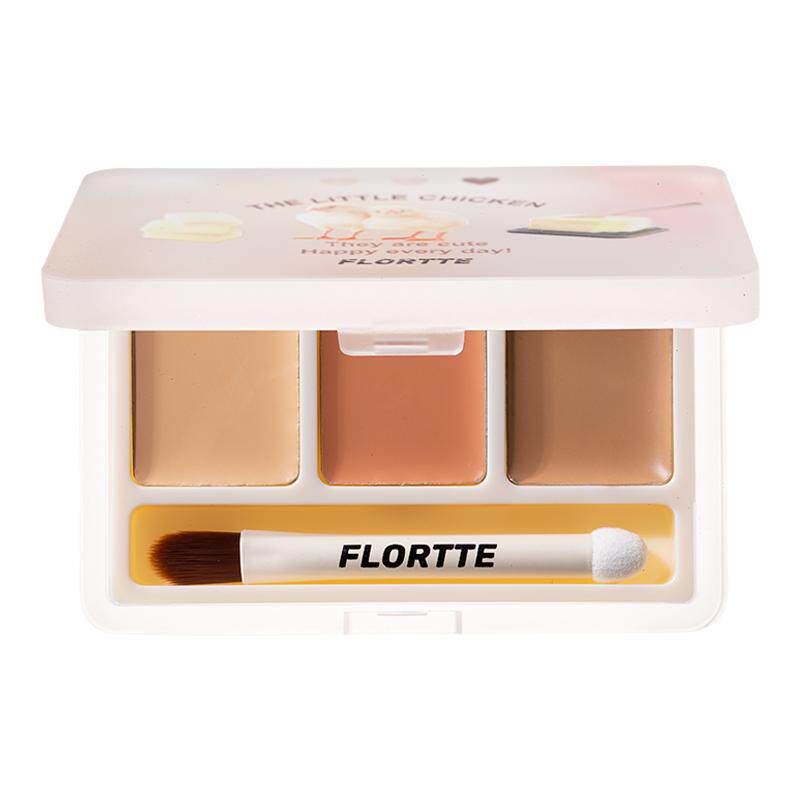 FLORTTE花洛莉亚三色遮瑕膏遮盖痘痘黑眼圈斑点修容遮暇盘落利亚