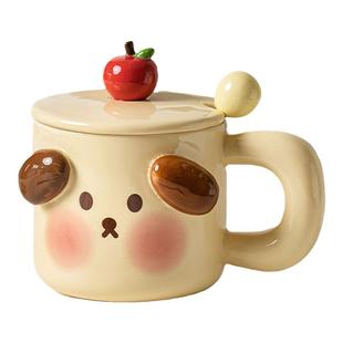 生日猪猪陶瓷杯子可爱少女心马克杯带盖勺创意情侣礼物水杯咖啡杯