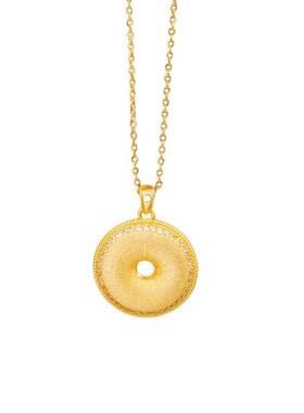 S925纯银古法圆形点钻拉丝项链