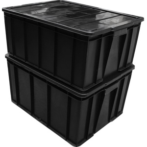 包邮防静电黑色周转箱带隔板料胶框导电整理胶箱带盖元件电物料盒