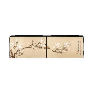 wifi路由器放置架新中式玉兰花装饰免打孔遮挡柜电视机顶盒收纳盒