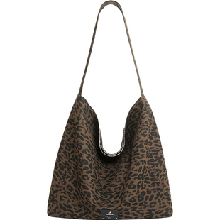 妙迪豹纹包包大容量帆布包小众设计慵懒风轻便通勤托特包大包女生