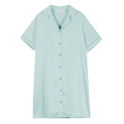 梧桐本色仿真丝缎面印花春夏睡裙