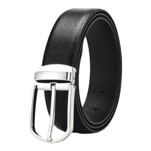 皮带男真皮针扣中青年休闲裤带男潮头层牛皮商务西服婚用腰带3.3c