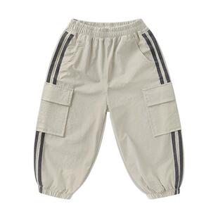 右欧儿童运动裤长裤竖条撞色春秋季新款童装男童女童卫裤束脚裤子