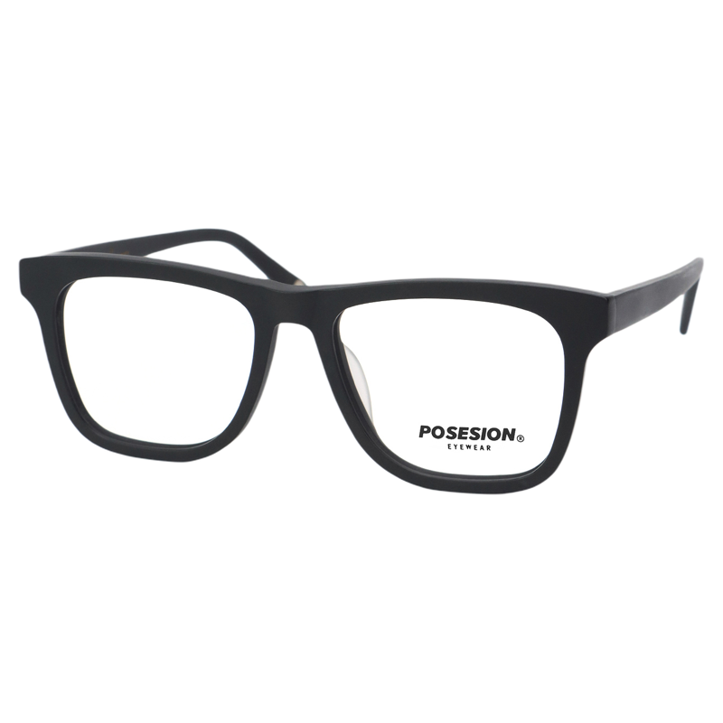posesion复古大框板材宽脸眼镜框