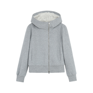 pusumede 【现货7折】漫度周末 连帽拉链卫衣女加厚休闲短款外套