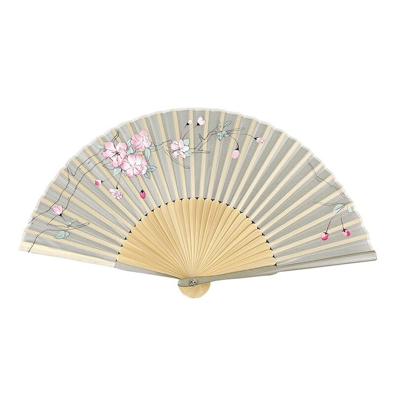古风女折扇小真丝荷花中国风舞蹈礼品旗袍汉服折叠夏日栀子花扇子