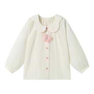 贝肽斯儿童衬衫女童2026春装新款女宝宝白色纯棉衬衣洋气法式长袖