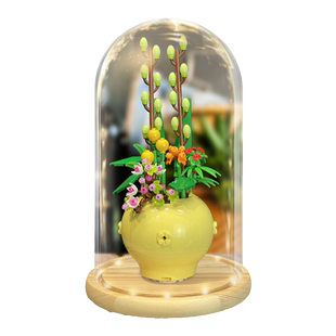 KGBOX乐高40588别致花盆植物花卉玻璃罩亚克力防尘展示盒防尘罩