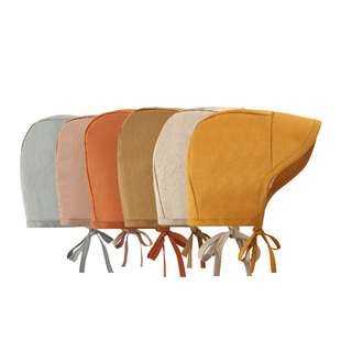 lullabybaby婴儿帽子棉麻系带帽宝宝遮阳帽新生儿童防晒帽春夏