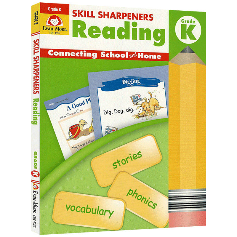 英文原版书Skill Sharpeners Reading, Grade K技能铅笔刀幼儿园大班阅读练习册Evan moor美国加州教辅课本阅读理解练习册英语技巧