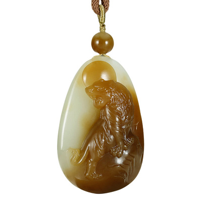 和田玉生肖虎吊坠男款