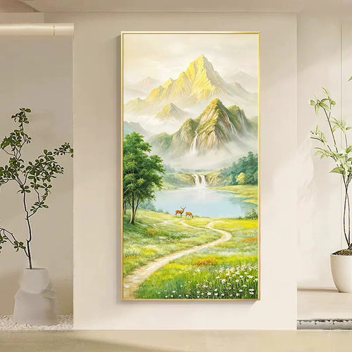 轻奢玄关装饰画简约现代入户正对门壁画高档客厅楼道走廊过道挂画