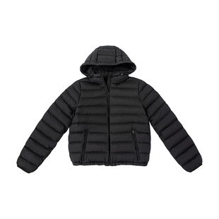 YANGLE_短款羽绒服女2025年冬季新款韩版轻薄连帽排骨白鸭绒外套