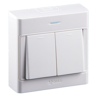 公牛明装双开开关面板电源灯按钮单控明线二开两开墙壁超薄 家用