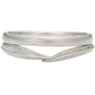 新年礼物agete/阿卡朵【轻羽】925银羽毛双层戒指