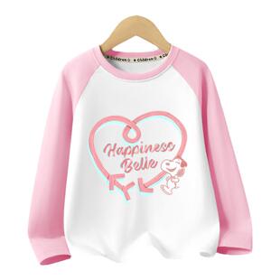 史努比女童长袖t恤2026新款撞色衣服薄款女大童纯棉上衣儿童春装