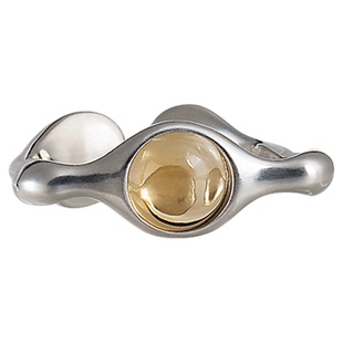 WHITE DWARF勺戒指二925银黄水晶原创设计女个性独特