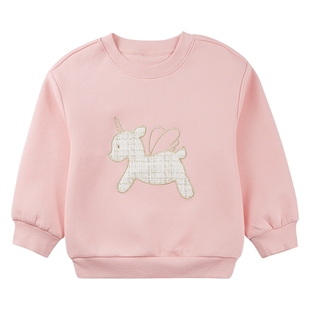 歌瑞家女童卫衣秋装新款套头上衣女孩洋气打底衫童装空气棉乐友