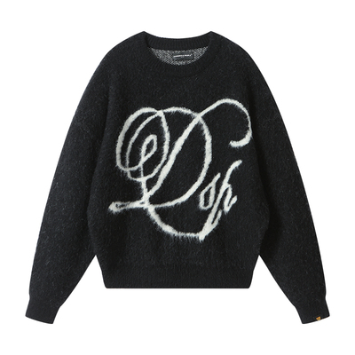 薛之谦dsp复古字体提花针织衫