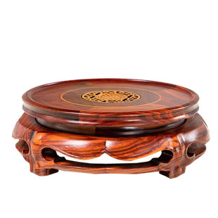 实木质圆形旋转底座花瓶盆景佛像茶壶奇石红木雕刻工艺品摆件托架