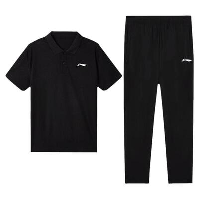 李宁运动套装男士爸爸装夏季薄款