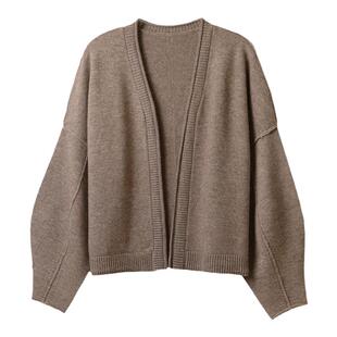 APCSHOP 秋冬新款女士常规百搭落肩长袖开衫骆绒针织毛衣外套