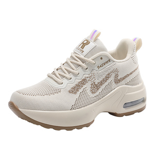 内增高女鞋6CM春秋新款透气网面厚底休闲运动鞋女33小码34旅游鞋