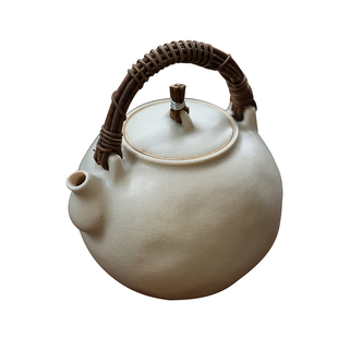 岡山堂原创月白壶 陶壶煮茶壶 烧水壶 煮老白茶 老普洱炭炉电陶炉