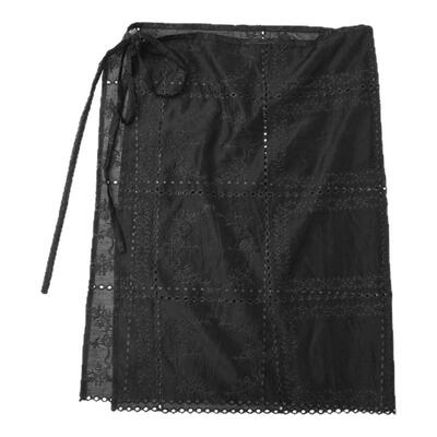 ourhour黑色蕾丝提花屁帘罩裙