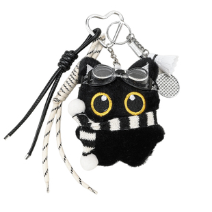 【弥野造物】潮酷眼镜黑色小猫咪包包挂件精致公仔玩偶miu系挂饰