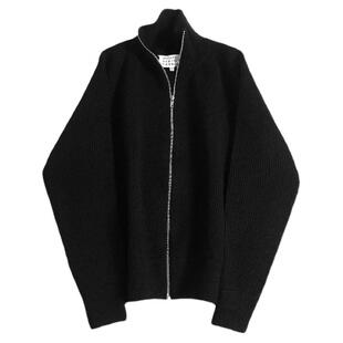 马家四角情侣款高克重毛衣拉链重磅慵懒风美式棉线针织开衫外套男