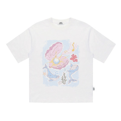 陈浚铭 EMPTYREFERENCE海底世界印花轻薄竹节棉宽松休闲短袖T恤
