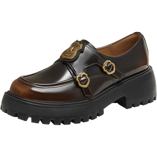 天美意厚底英伦学院常青藤乐福鞋女鞋子复古单鞋小皮鞋2025秋新款