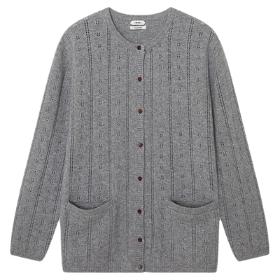 IMMI25AW羊绒镂空提花开衫