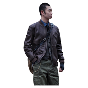 MCS男装源自万宝路户外春秋季休闲舒适保暖皮衣美式复古外套男