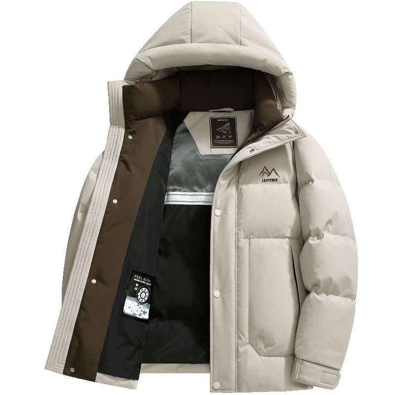 雪中飞连帽短款中青年面包羽绒服