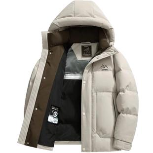 雪中飞羽绒服男短款时尚帅气小个子青年人面包服连帽加厚冬季外套